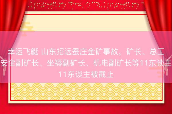 幸运飞艇 山东招远蚕庄金矿事故，矿长、总工程师、安全副矿长、坐褥副矿长、机电副矿长等11东谈主被截止