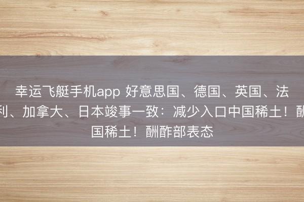 幸运飞艇手机app 好意思国、德国、英国、法国、意大利、加拿大、日本竣事一致：减少入口中国稀土！酬酢部表态