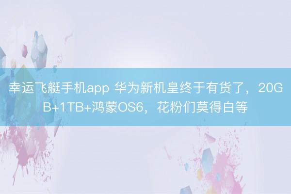 幸运飞艇手机app 华为新机皇终于有货了，20GB+1TB+鸿蒙OS6，花粉们莫得白等