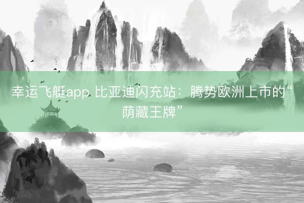 幸运飞艇app 比亚迪闪充站：腾势欧洲上市的“荫藏王牌”