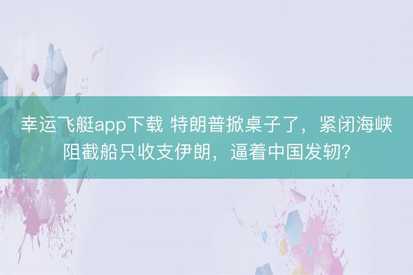 幸运飞艇app下载 特朗普掀桌子了，紧闭海峡阻截船只收支伊朗，逼着中国发轫？