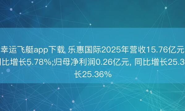 幸运飞艇app下载 乐惠国际2025年营收15.76亿元， 同比增长5.78%;归母净利润0.26亿元， 同比增长25.36%