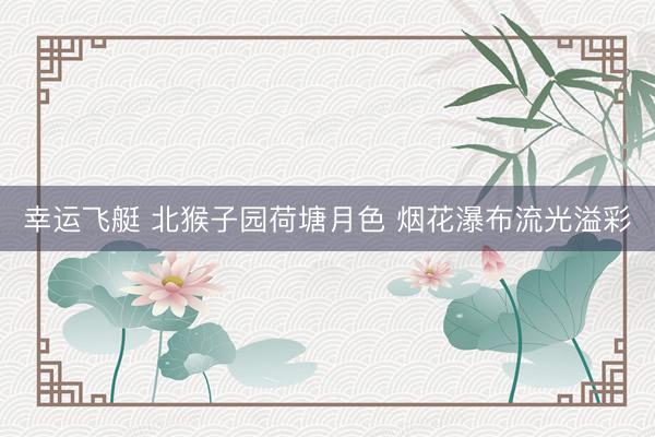 幸运飞艇 北猴子园荷塘月色 烟花瀑布流光溢彩